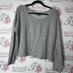 H&M Gray sweater bling rhinestone crystal diamond shirt Top